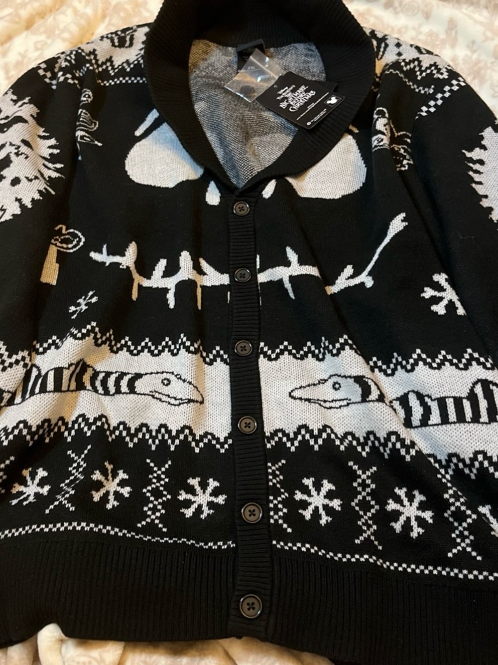 Disney Black and White Jack Skellington Knit Cardigan